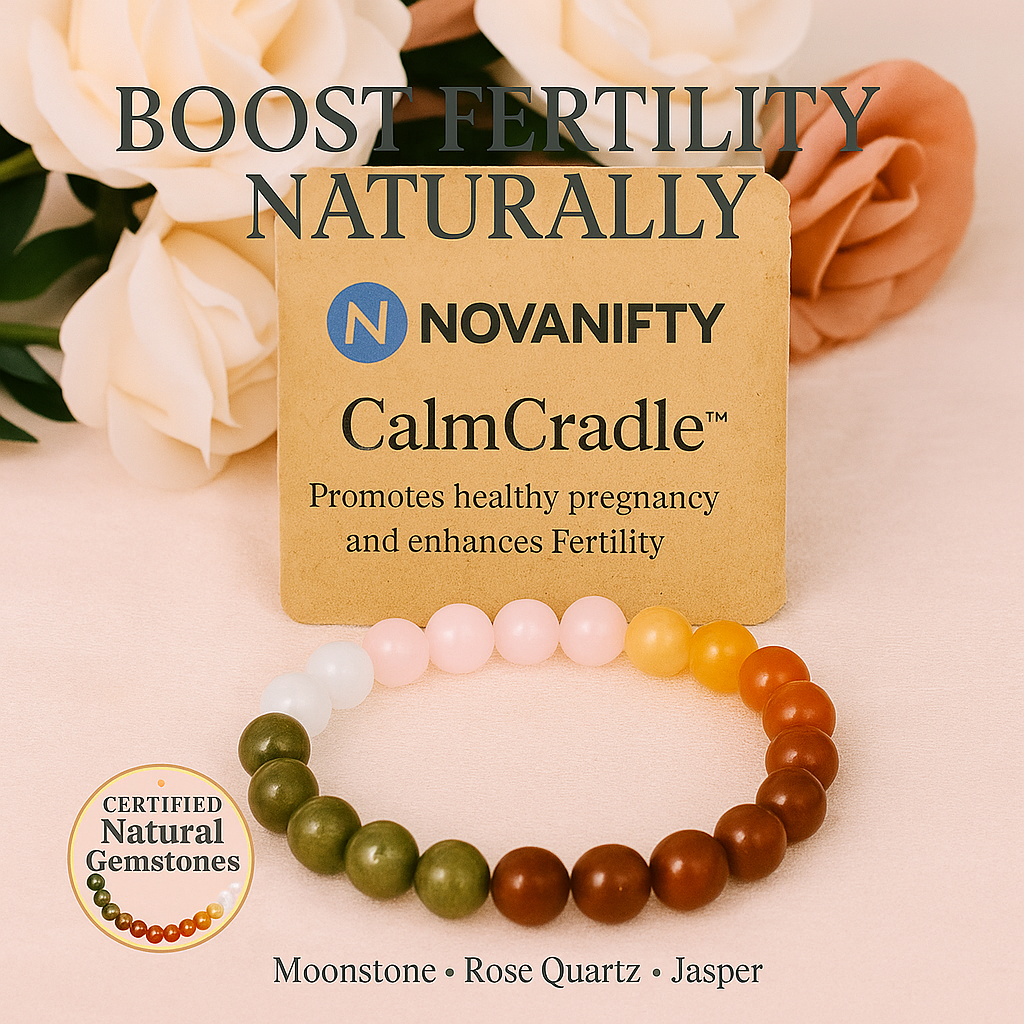 CalmCradle™ Fertility Bracelet | Piezo-Calm Moonstone & Rose Quartz Wristband for Natural Conception Support