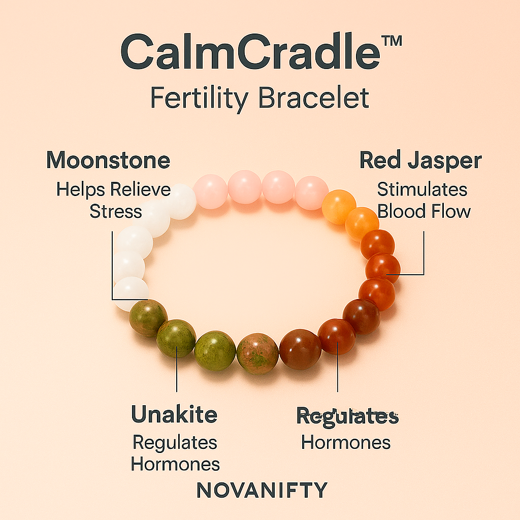 CalmCradle™ Fertility Bracelet | Piezo-Calm Moonstone & Rose Quartz Wristband for Natural Conception Support